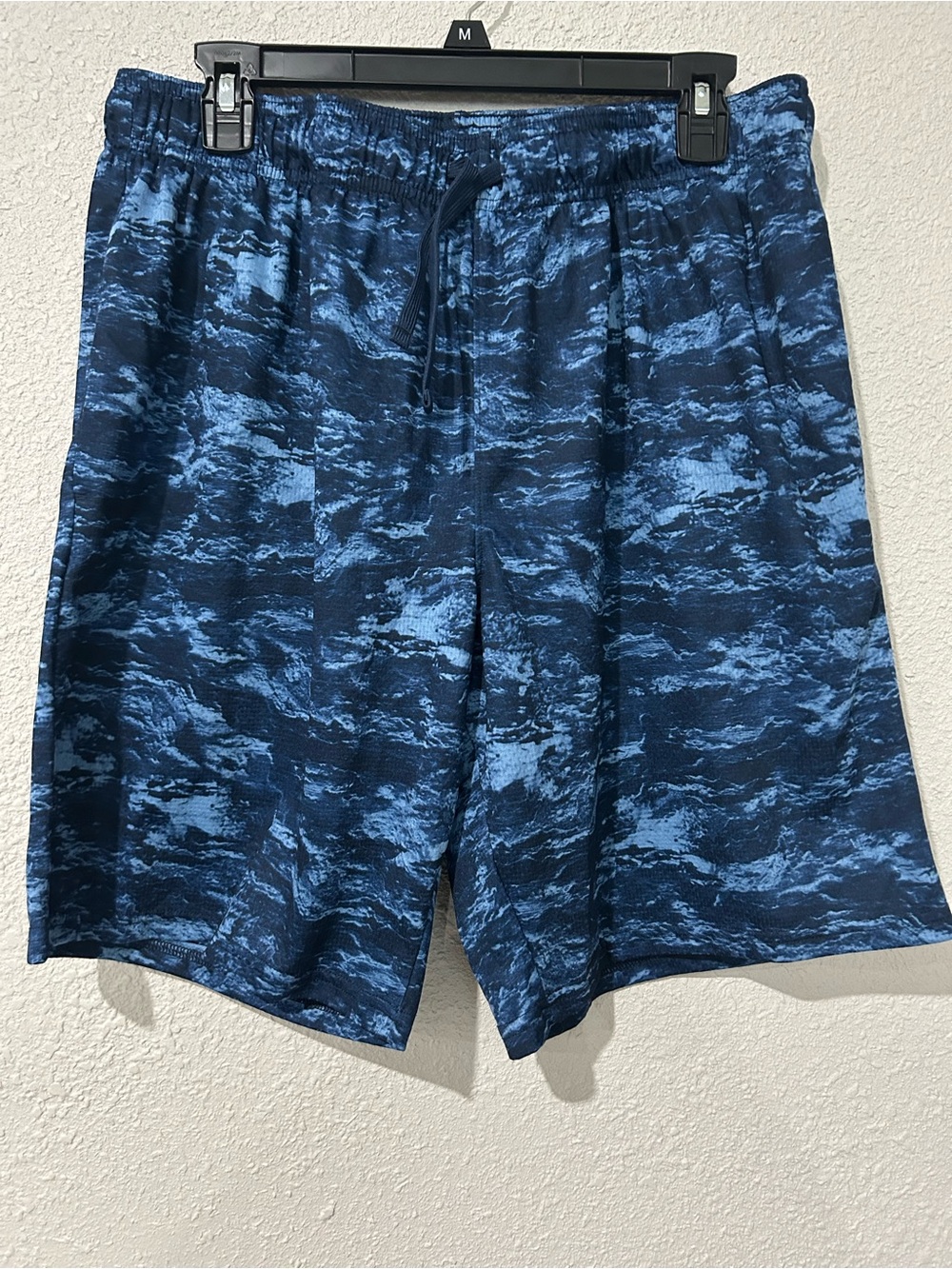 Athletic Works Navy and Light Blue Camouflage Swim Trunks